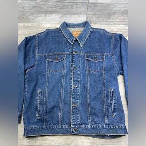 Open Trails Denim Blue Jean Jacket Mens XXL Cotton Outdoors Retro Biker Fonzie